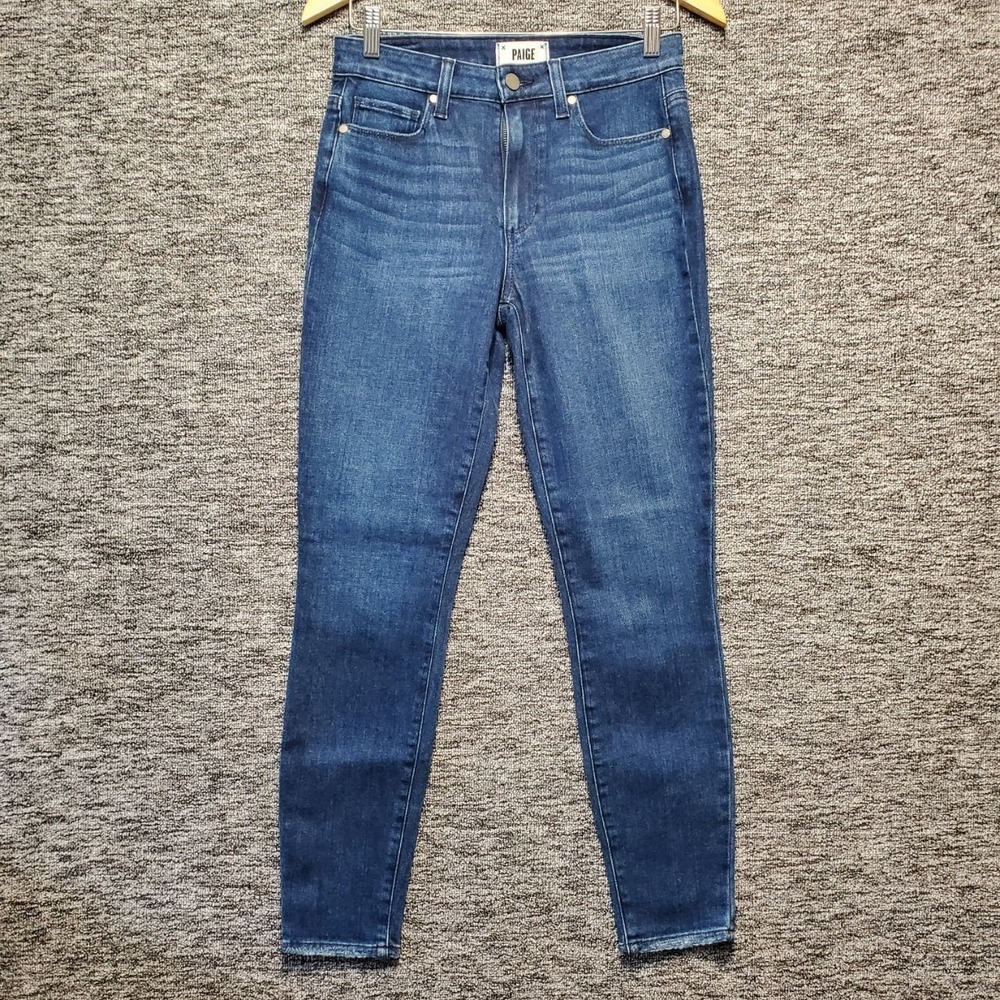PAIGE Hoxton Ankle Ultra Skinny Jeans Womens 27 Blue Fairview Raw Hem Denim